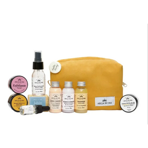 Kit Hello Bee! + Cosmetiquera Amarilla (9 productos travel size).