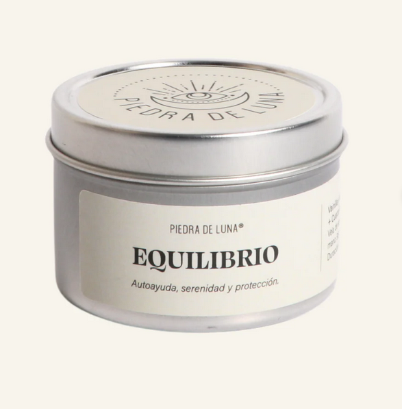 Equilibrio - Vela de 95 grs.  Aroma a Vainilla y Sándalo con Cuarzo Blanco