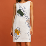 Load image into Gallery viewer, Vestido A corto de lino "monstera" talla Chica
