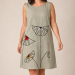 Cargar imagen en el visor de la galería, Vestido A corto de lino "Flores del Campo" talla G
