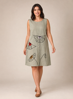 Cargar imagen en el visor de la galería, Vestido A corto de lino "Flores del Campo" talla G

