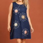 Cargar imagen en el visor de la galería, Vestido A corto azul marino "Dientes de león" talla G
