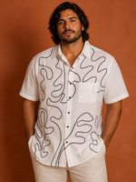 Cargar imagen en el visor de la galería, Camisa de lino blanca "Ondas" talla G

