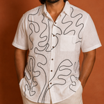 Cargar imagen en el visor de la galería, Camisa de lino blanca "Ondas" talla G
